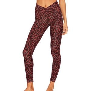 Beach Riot Ribbed Cara Legging Wine Leopard